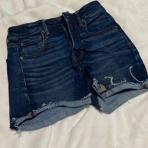 Dark blue American Eagle shorts.
